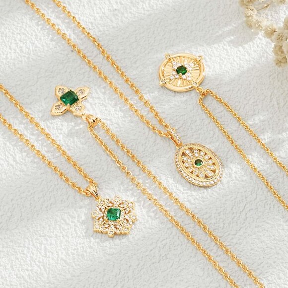 Dainty Gold Layered Cross Necklace with Cubic Zirconia - 14K Gold Plated Charm - Picture 6 of 6